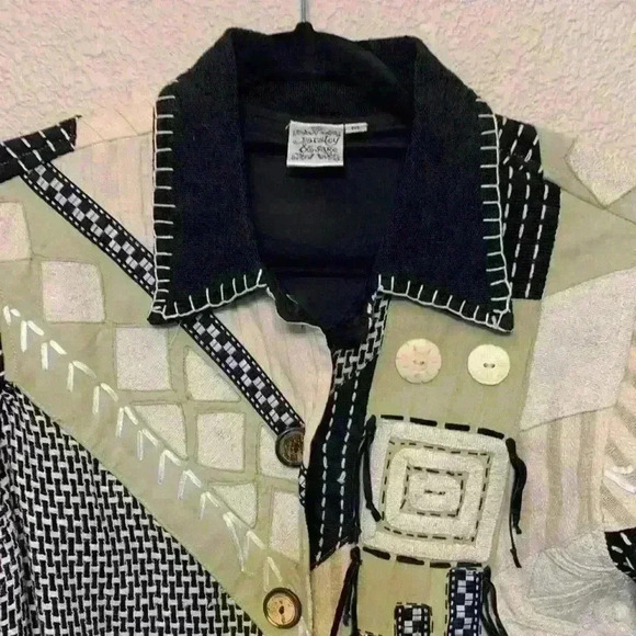 Parsley & Sage jacket sz M colorful whimsical hippie grandma 90s patchwork *flaw - Picture 3 of 8